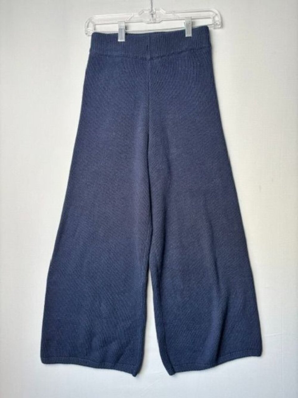 Sincerely Jules Women's M Navy Blue Knit Wide Leg Pants Pull On High Rise Cozy